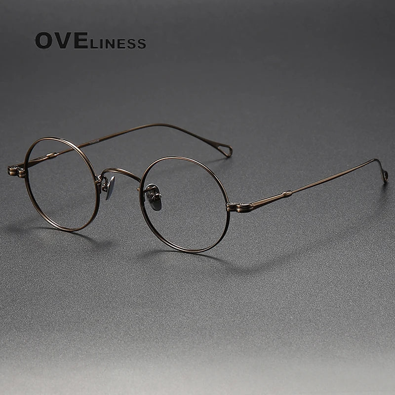Oveliness Unisex Full Rim Round Titanium Eyeglasses M005 Full Rim Oveliness bronze