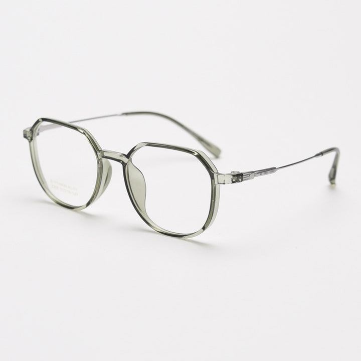 CCspace Unisex Full Rim Square Tr 90 Titanium Eyeglasses 56431 Full Rim CCspace C5Green