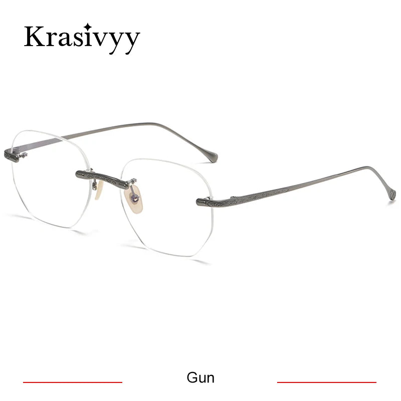 Krasivyy Women's Rimless Polygon Square Titanium Eyeglasses 45932 Rimless Krasivyy Gun