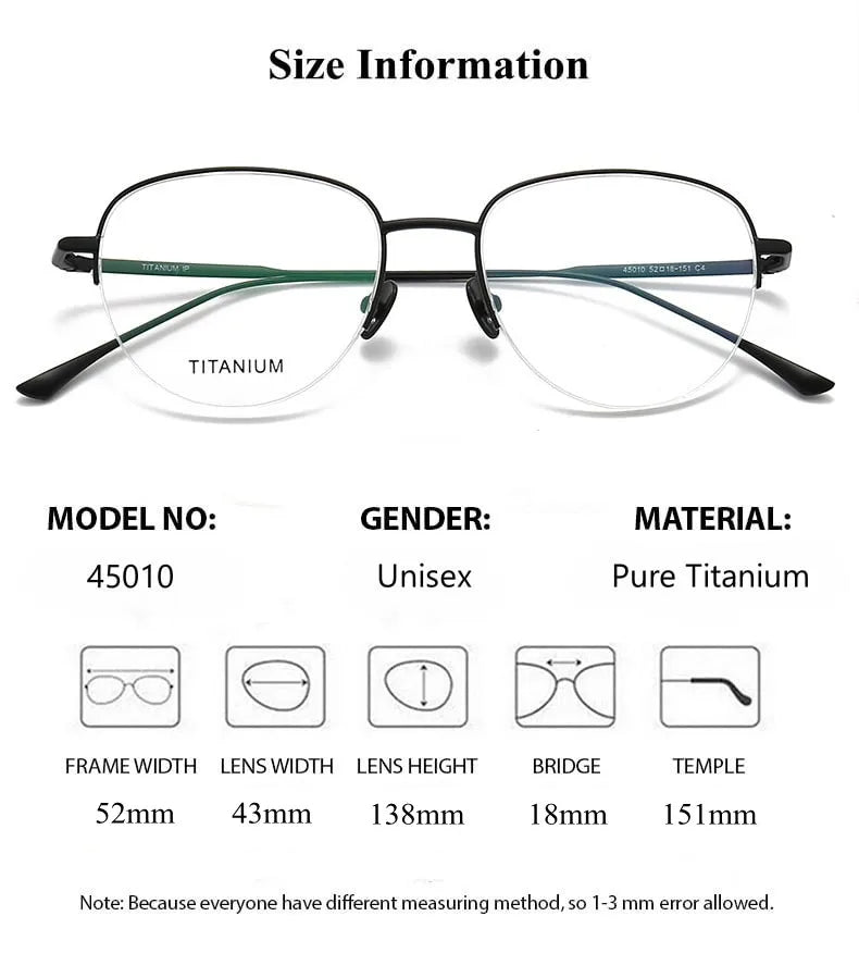 Summer Flower Women's Semi Rim Polygon Oval Titanium Eyeglasses 45010