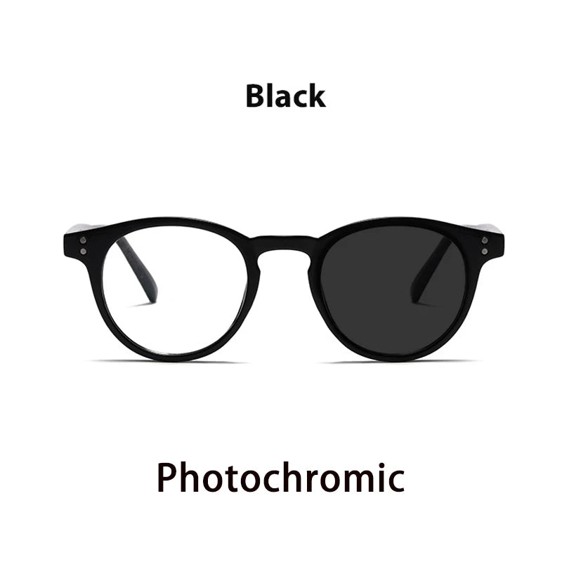 Kocolior Unisex Full Rim Round Acetate Hyperopic Reading Glasses 3313 Reading Glasses Kocolior Photochromic Black 0