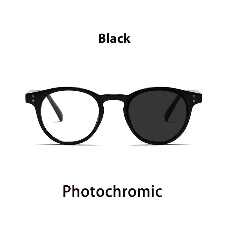 Kocolior Unisex Full Rim Round Acetate Hyperopic Reading Glasses 3313 Reading Glasses Kocolior Photochromic Black 0