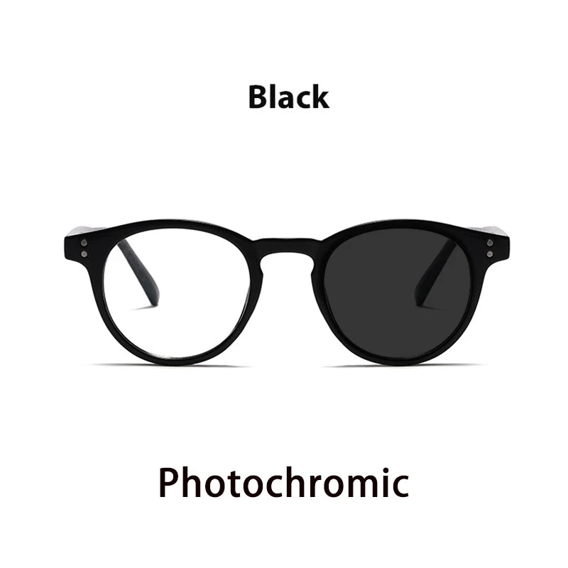 Kocolior Unisex Full Rim Round Acetate Hyperopic Reading Glasses 3313 Reading Glasses Kocolior Photochromic Black 0 