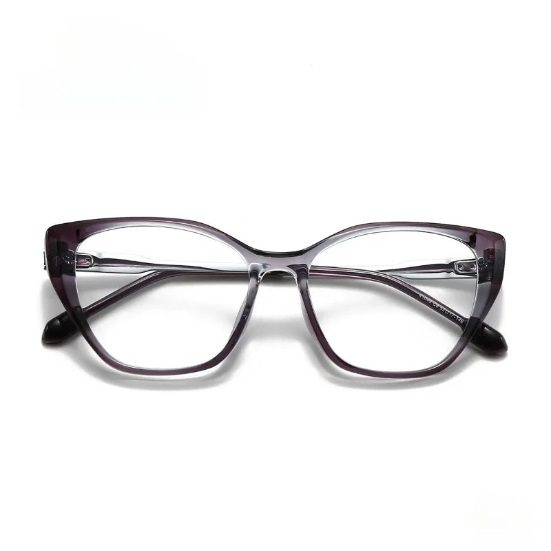 Hewei Women's Full Rim Square Cat Eye Acetate Titanium Eyeglasses 41049