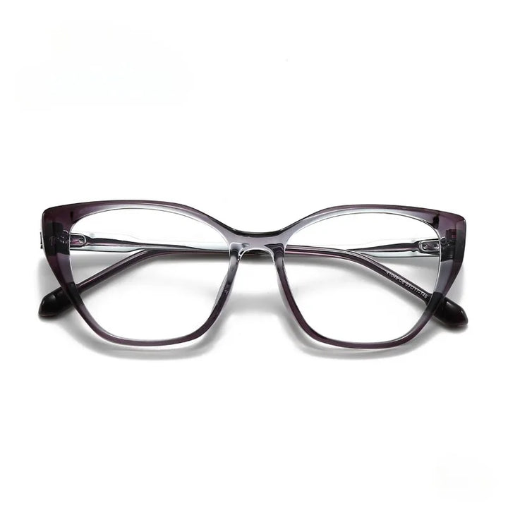 Hewei Women's Full Rim Square Cat Eye Acetate Titanium Eyeglasses 41049