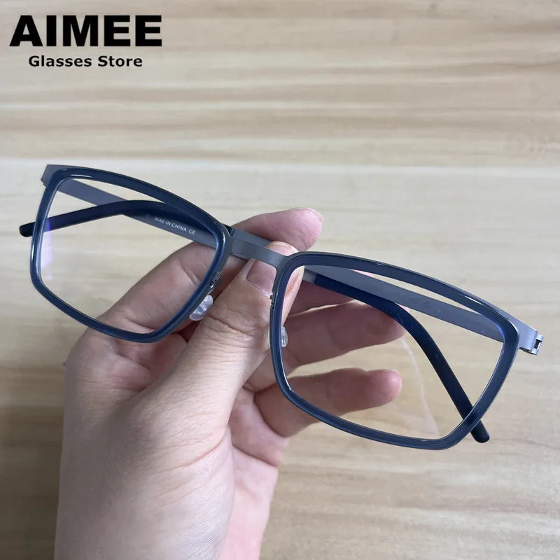 Aimee Unisex Full Rim Square Screwless Titanium Eyeglasses 49711
