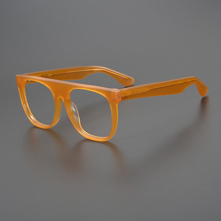 Gatenac Unisex Full Rim Flat Top Round Acetate Eyeglasses Gxyj1056 Full Rim Gatenac Orange