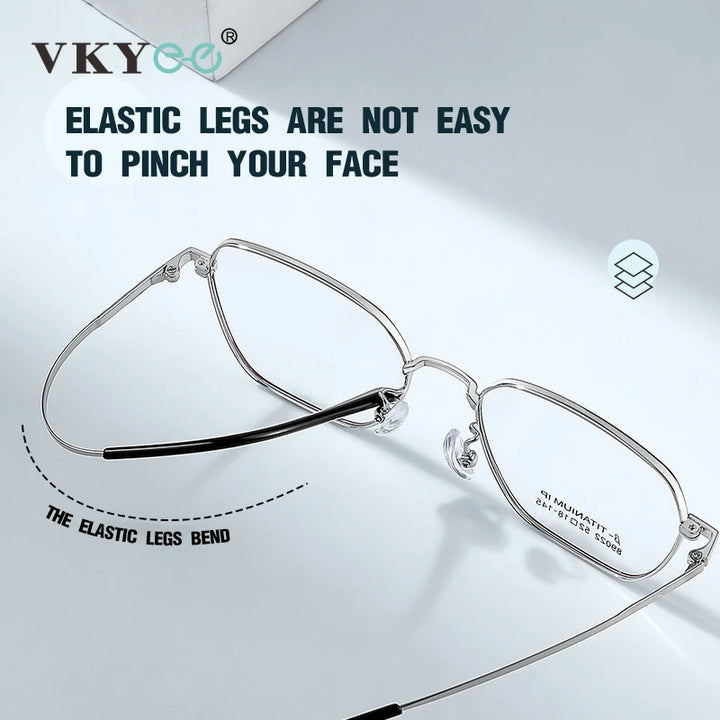 Vicky Unisex Semi Rim Polygon Titanium Alloy Reading Glasses V89022 Reading Glasses Vicky