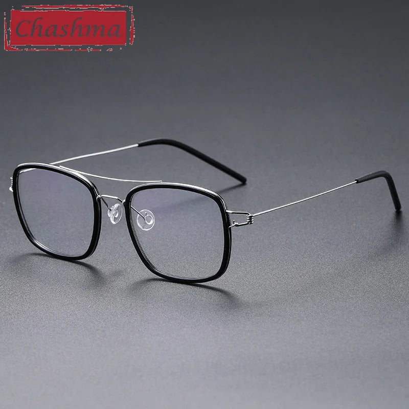 Chashma Ottica Women's Full Rim Square Double Bridge Titanium Acetate Eyeglasses 51138