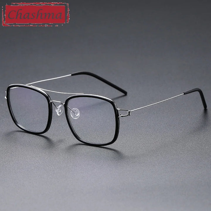 Chashma Ottica Women's Full Rim Square Double Bridge Titanium Acetate Eyeglasses 51138