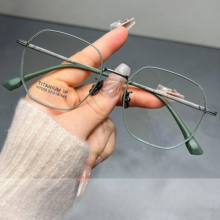Yimaruili Women's Full Rim Polygon Titanium Alloy Eyeglasses 617009
