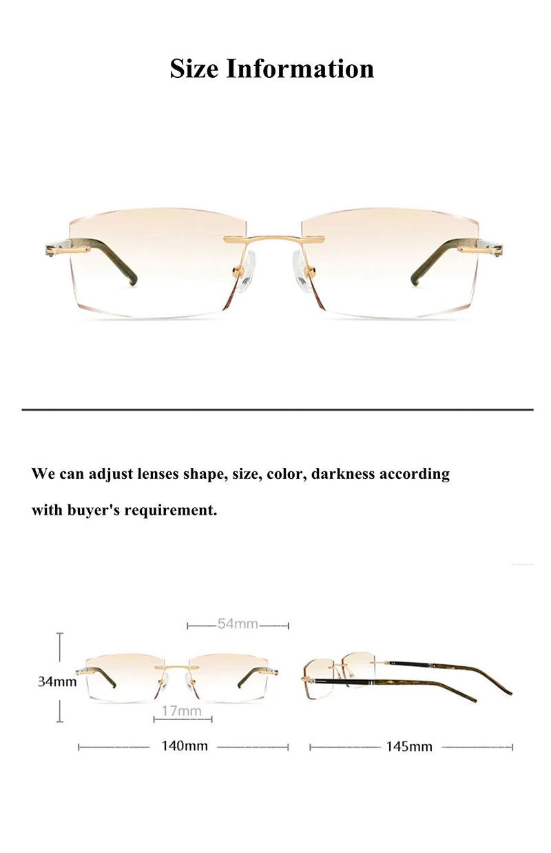 Chashma Men's Rimless Square Titanium Eyeglasses 52056