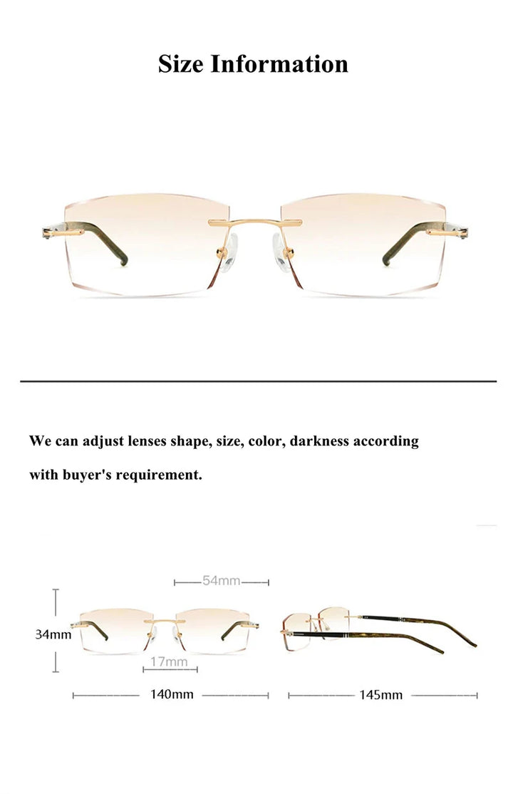 Chashma Men's Rimless Square Titanium Eyeglasses 52056