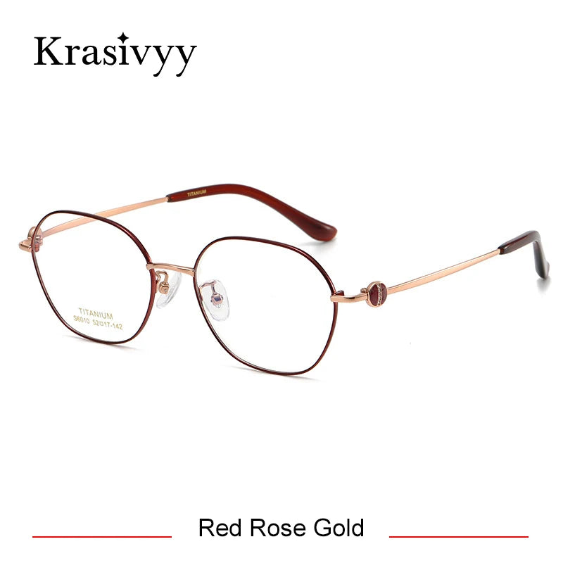Krasivyy Women's Full Rim Flat Top Polygon Titanium Eyeglasses 66010