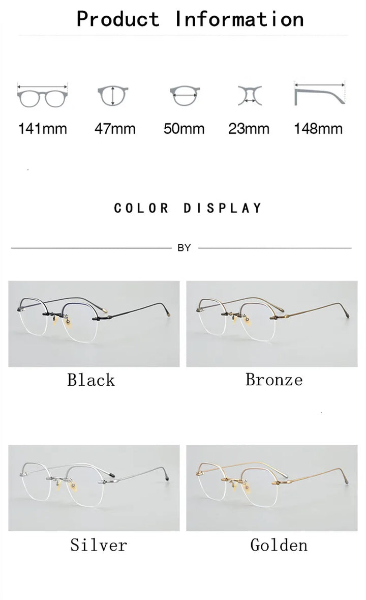 Aimee Unisex Semi Rim Polygon Square Titanium Eyeglasses 102008 Semi Rim Aimee
