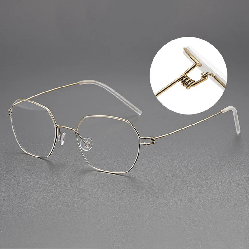 Black Mask Women's Full Rim Irregular Polygon Screwless Titanium Eyeglasses 1750 Full Rim Black Mask