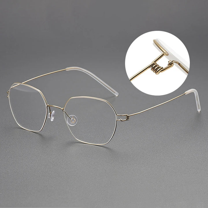 Black Mask Women's Full Rim Irregular Polygon Screwless Titanium Eyeglasses 1750 Full Rim Black Mask