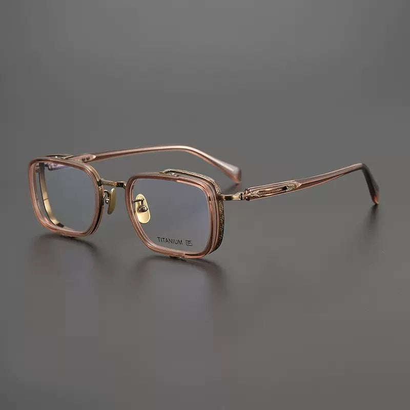 Gatenac Unisex Full Rim Square Acetate Titanium Eyeglasses Gxyj1023 Full Rim Gatenac