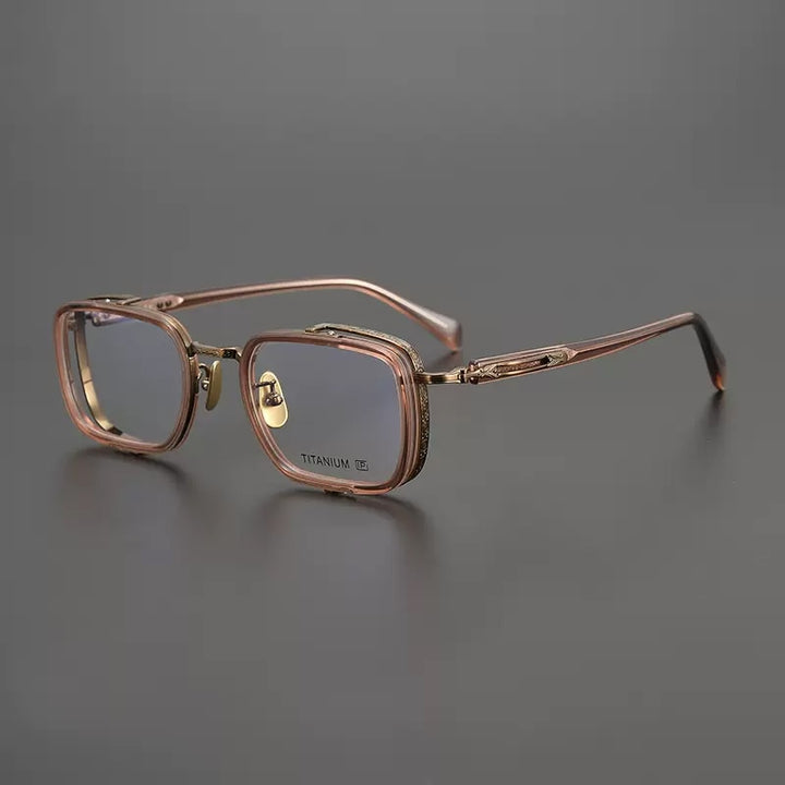 Gatenac Unisex Full Rim Square Acetate Titanium Eyeglasses Gxyj1023 Full Rim Gatenac