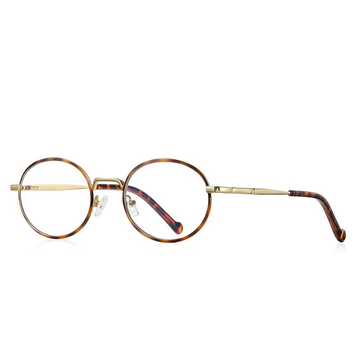 CCspace Unisex Full Rim Round Oval Alloy Eyeglasses 56142 Full Rim CCspace China Leopard