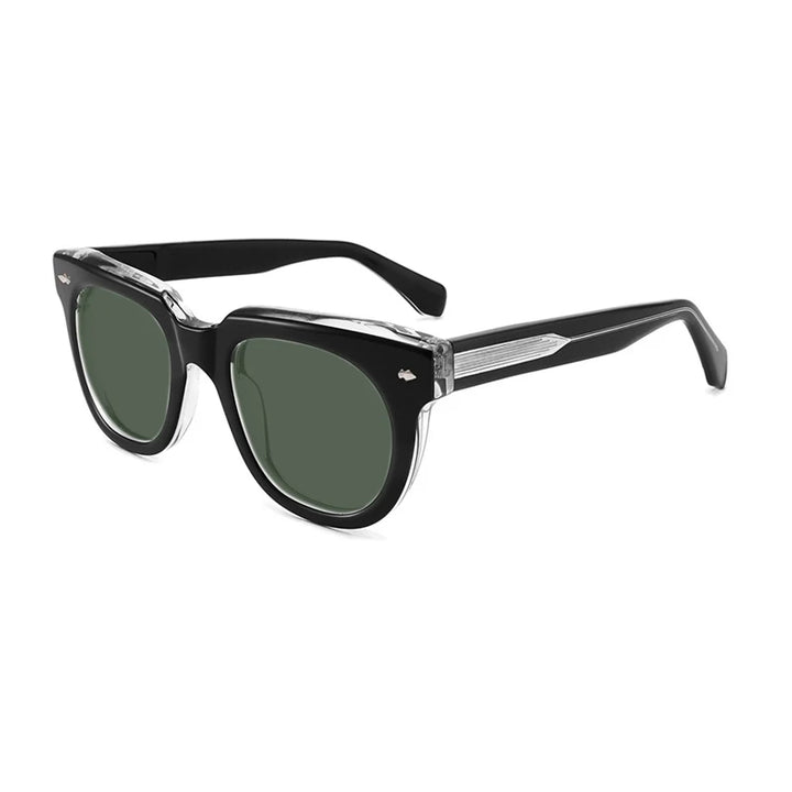 Gatenac Unisex Full Rim Square Acetate Polarized Sunglasses Mo17 Sunglasses Gatenac Black T Green
