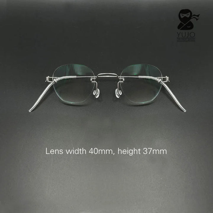 Yujo Unisex Rimless Oval Polygon Stainless Steel Eyeglasses 14537 Rimless Yujo