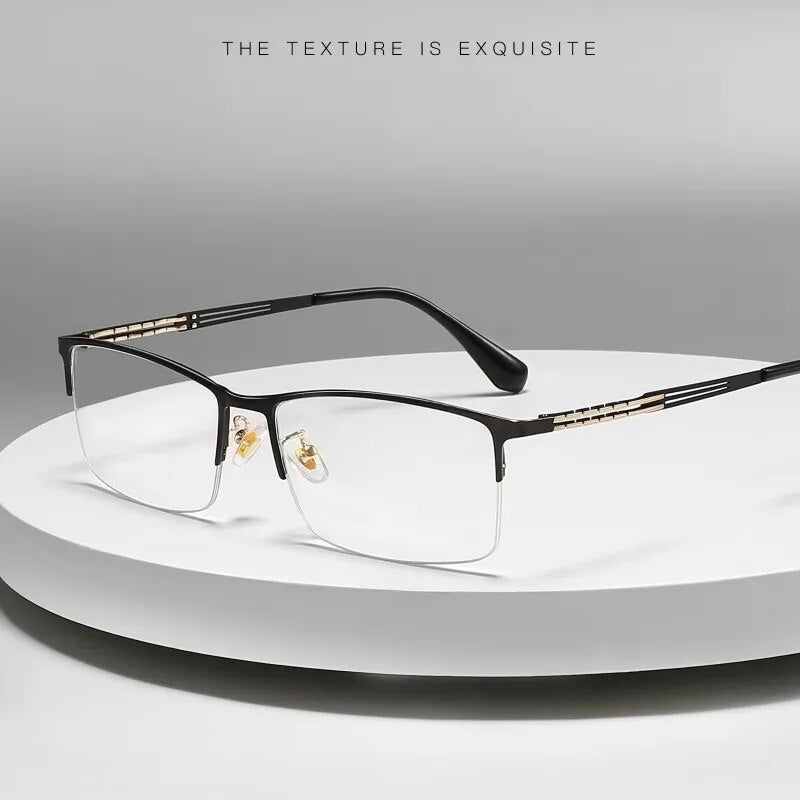 Yimaruili Men's Semi Rim Big Square Alloy Eyeglasses 34082 Semi Rim Yimaruili Eyeglasses
