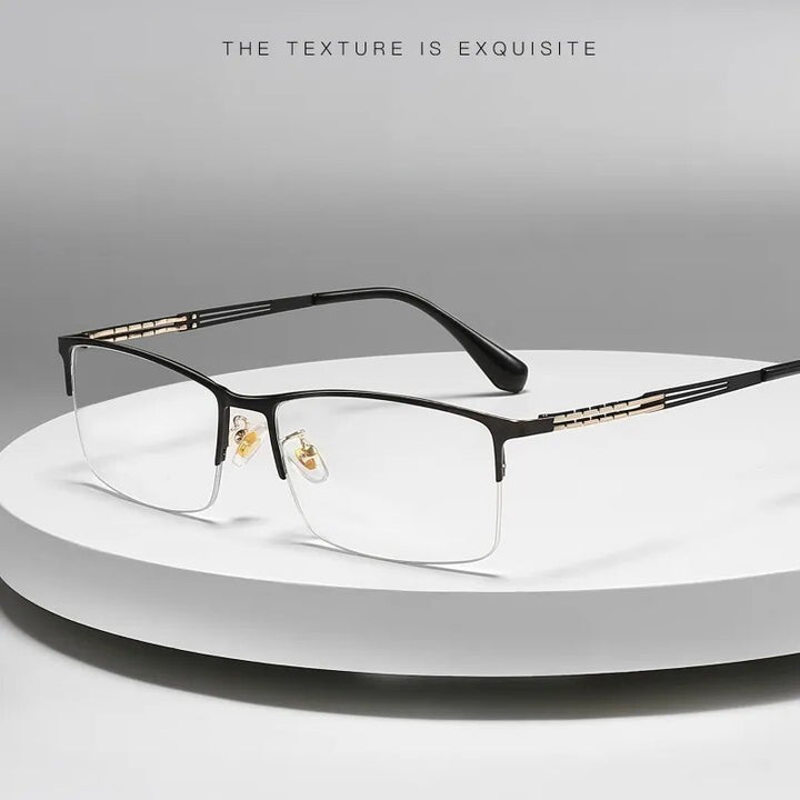 Yimaruili Men's Semi Rim Big Square Alloy Eyeglasses 34082 Semi Rim Yimaruili Eyeglasses