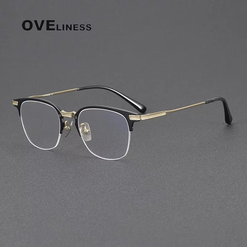 Oveliness Unisex Full Rim Big Square Acetate Titanium Eyeglasses 614424