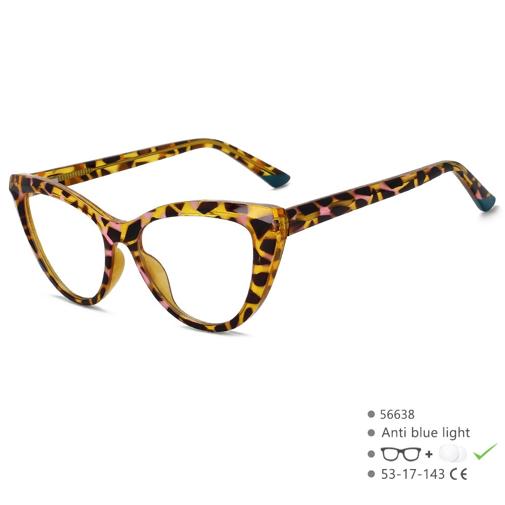 CCspace Unisex Full Rim Square Cat Eye PC Eyeglasses 56638 Full Rim CCspace C3Leopard