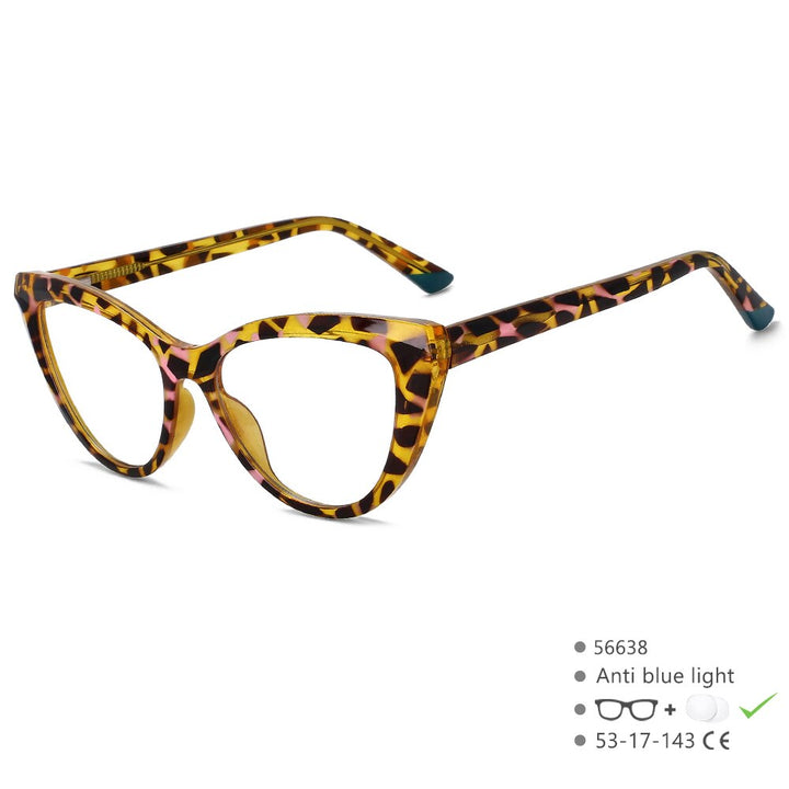 CCspace Unisex Full Rim Square Cat Eye PC Eyeglasses 56638 Full Rim CCspace C3Leopard