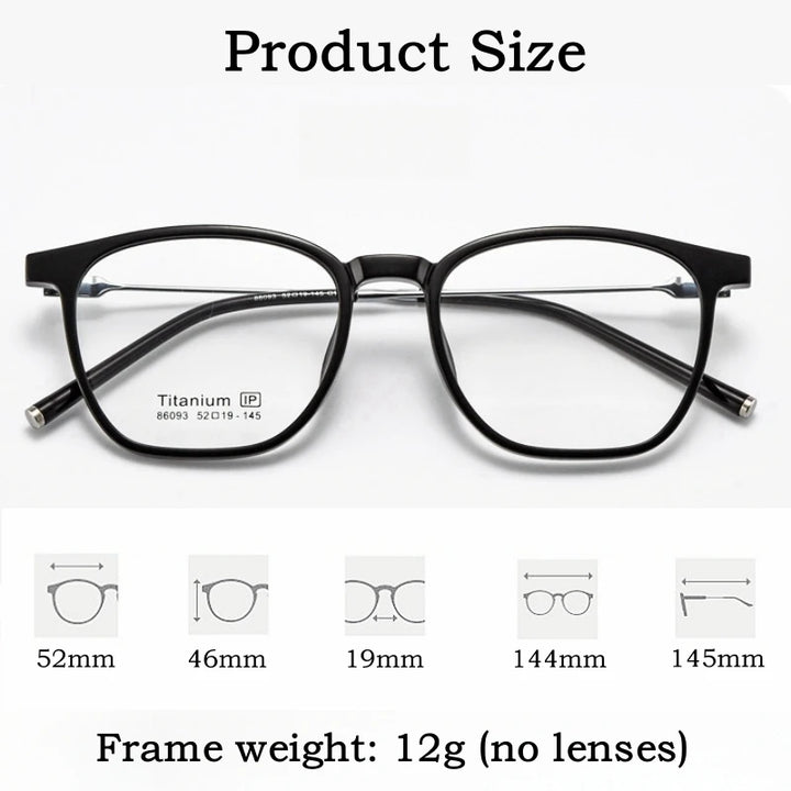 Yimaruili Unisex Full Rim Square Tr 90 Titanium Alloy Eyeglasses 66093