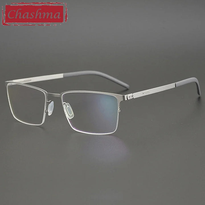 Chashma Ottica Men's Semi Rim Oval Titanium Eyeglasses 4010 Semi Rim Chashma Ottica Silver  
