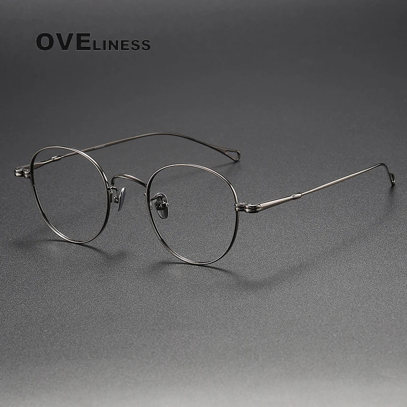 Oveliness Unisex Full Rim Round Titanium Eyeglasses M003 Full Rim Oveliness gun  