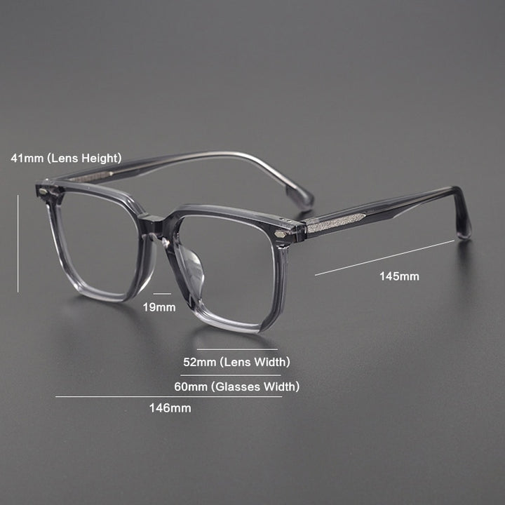 Gatenac Unisex Full Rim Square Acetate EyeglassesGxyj1094 Full Rim Gatenac