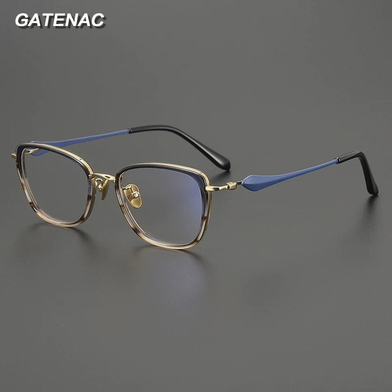Gatenac Unisex Full Rim Cat Eye Acetate Titanium Eyeglasses Gxyj2027
