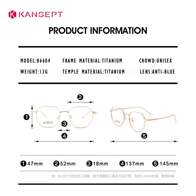 Kansept Women's Full Rim Flat Top Polygon Titanium Reading Glasses 486604