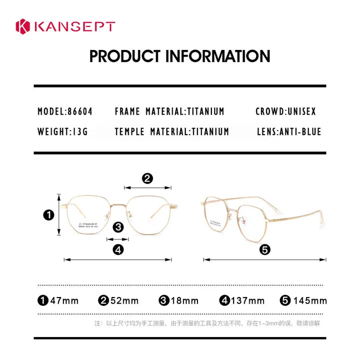 Kansept Women's Full Rim Flat Top Polygon Titanium Reading Glasses 486604