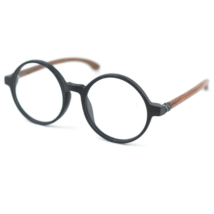 Hdcrafter Unisex Full Rim Round Wood Eyeglasses Ft3590 Full Rim Hdcrafter Eyeglasses