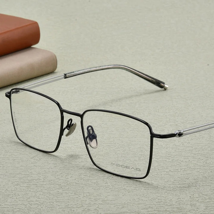 Yimaruili Men's Full Rim Polygon Square Titanium Eyeglasses 83244