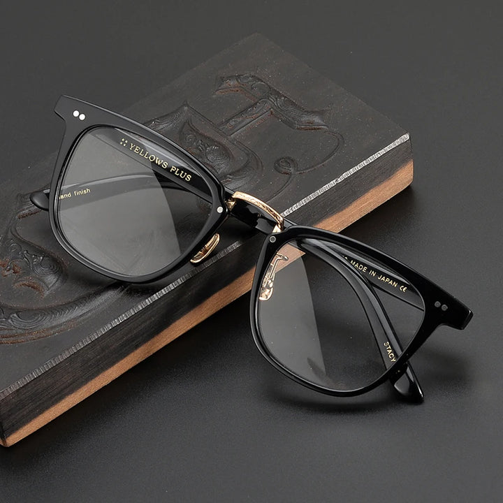 Black Mask Unisex Full Rim Square Acetate Eyeglasses C432 Full Rim Black Mask