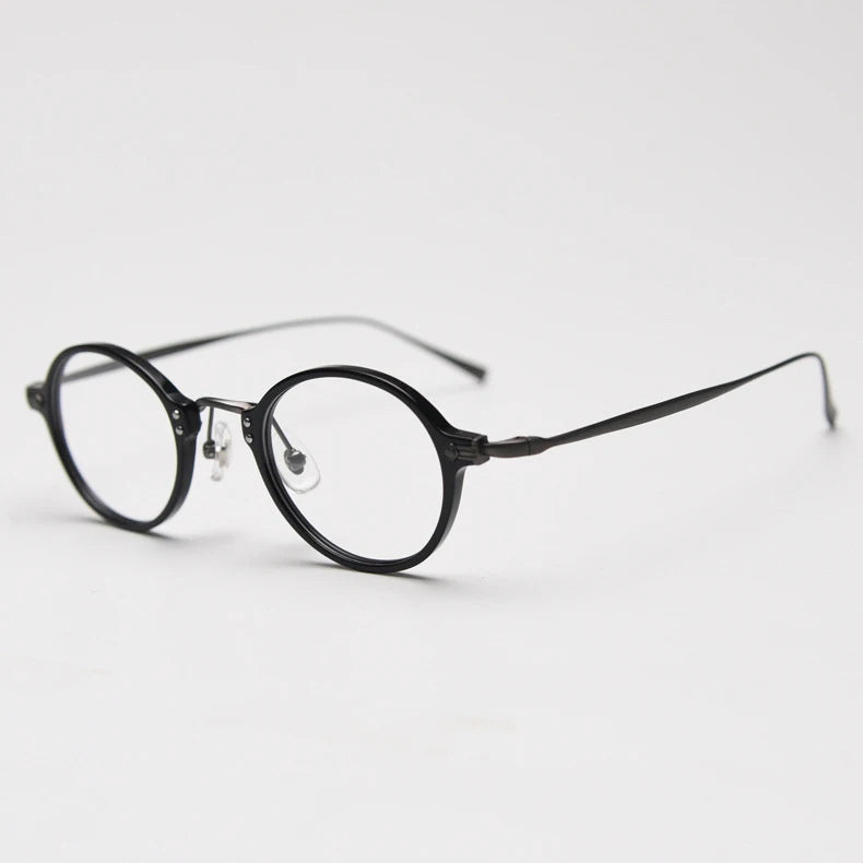 CCspace Unisex Full Rim Small Round Acetate Eyeglasses 57268 Full Rim CCspace Black