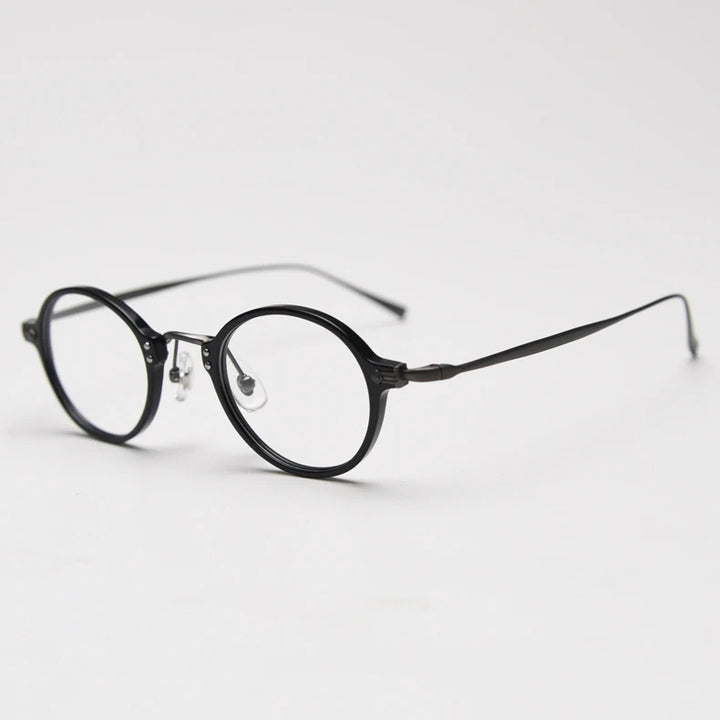 CCspace Unisex Full Rim Small Round Acetate Eyeglasses 57268 Full Rim CCspace Black