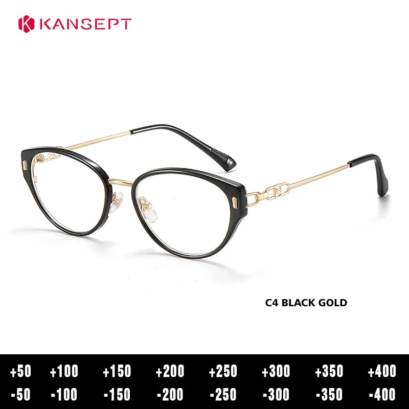 Kansept Women's Full Rim Oval Cat Eye Tr 90 Alloy Reading Glasses 12008