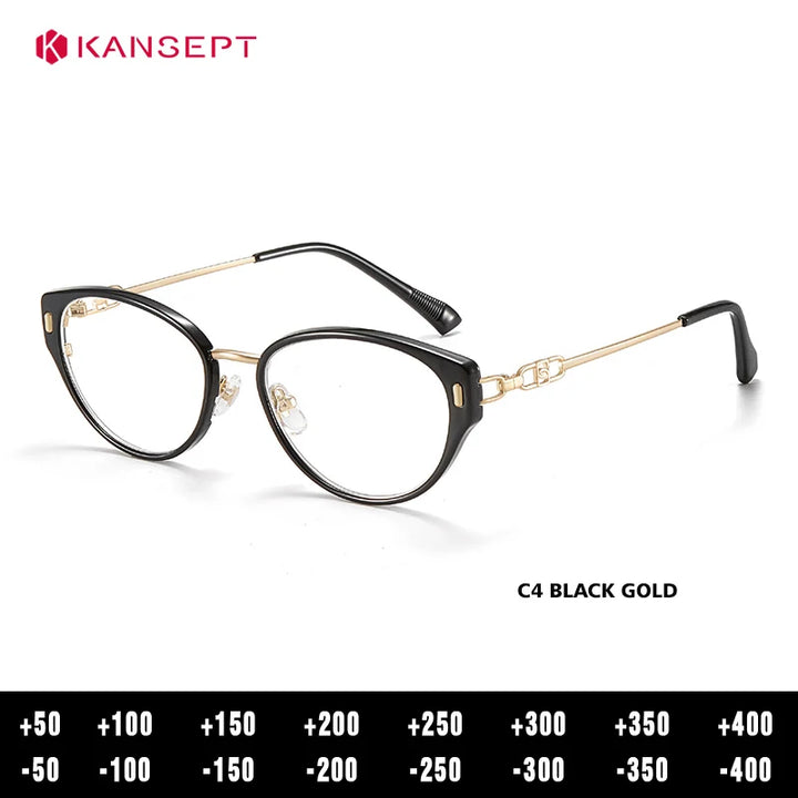 Kansept Women's Full Rim Oval Cat Eye Tr 90 Alloy Reading Glasses 12008