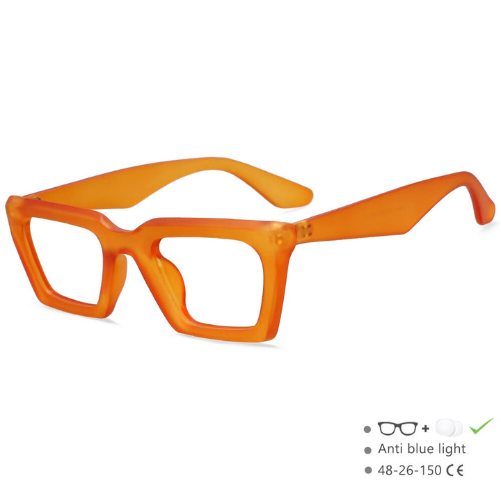 CCspace Unisex Full Rim Square Cat Eye Tr 90 Eyeglasses 55871 Full Rim CCspace OrangeClear China