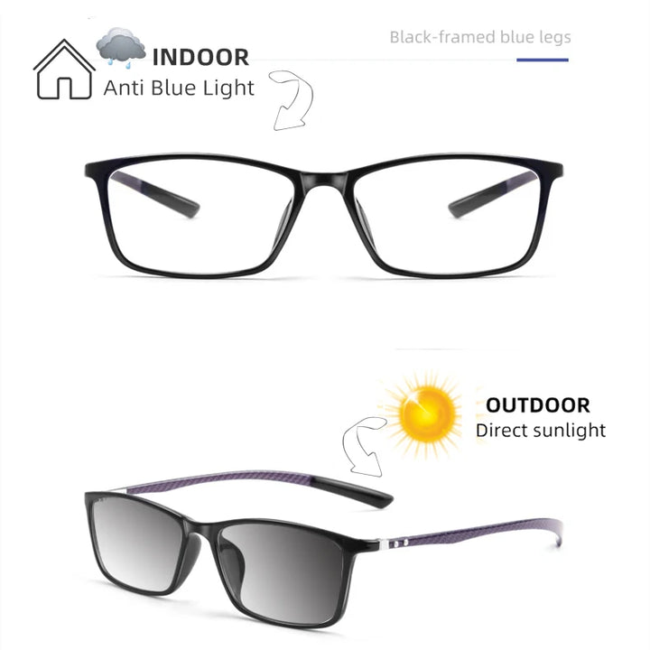Kocolior Unisex Full Rim Square Carbon Fibre Tr 90 Hyperopic Reading Glasses 0017 Reading Glasses Kocolior