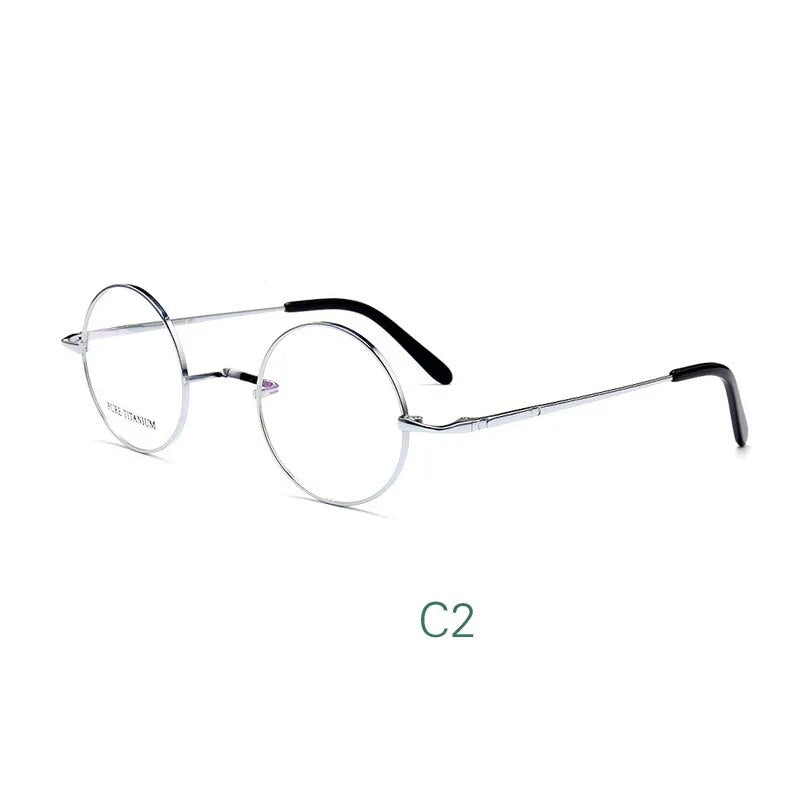 Yujo Unisex Full Rim Small Round Titanium 42mm Eyeglasses Full Rim Yujo