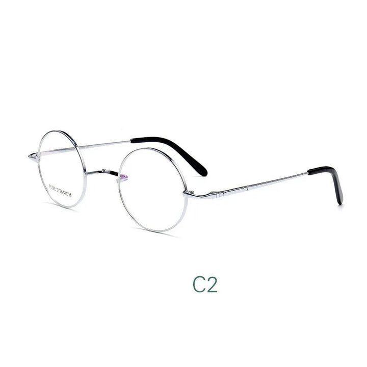 Yujo Unisex Full Rim Small Round Titanium 42mm Eyeglasses Full Rim Yujo
