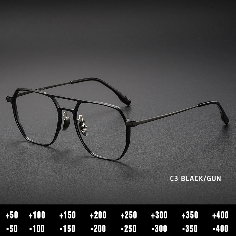 Kansept Unisex Full Rim Square Double Bridge Aluminum Reading Glasses 20239 Reading Glasses Kansept 20239-C3 Prescription custom